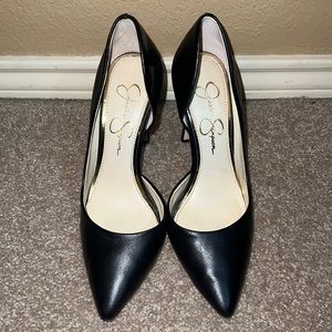 Black leather Jessica Simpson D’Orsay Heels